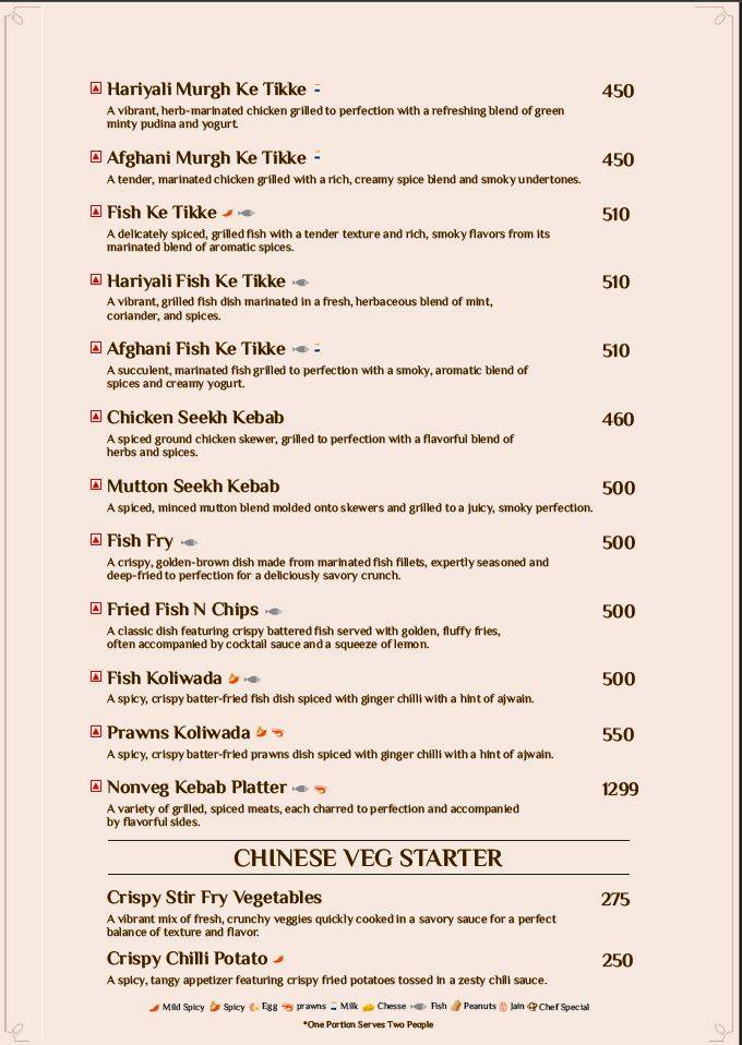 Flavor The Restaurant menu