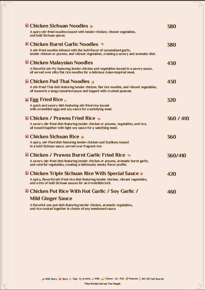 Flavor The Restaurant menu