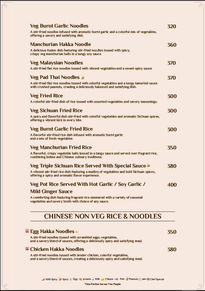 Flavor The Restaurant menu