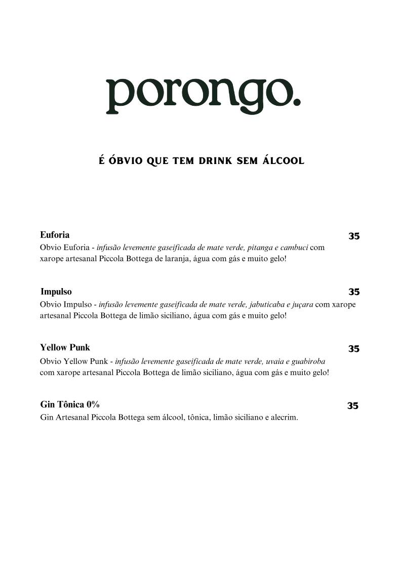 Porongo - Comida Brasileira - Jazz e Vinhos - Restaurante em Florianopólis - Restaurante Vegano cardápio