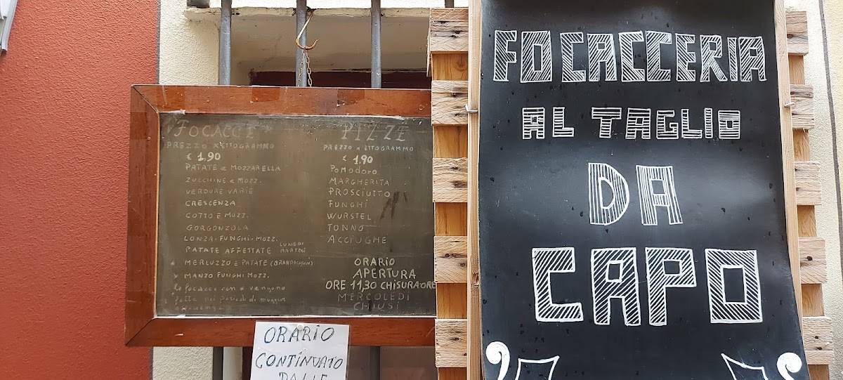 Menu di Focacceria da Capo 