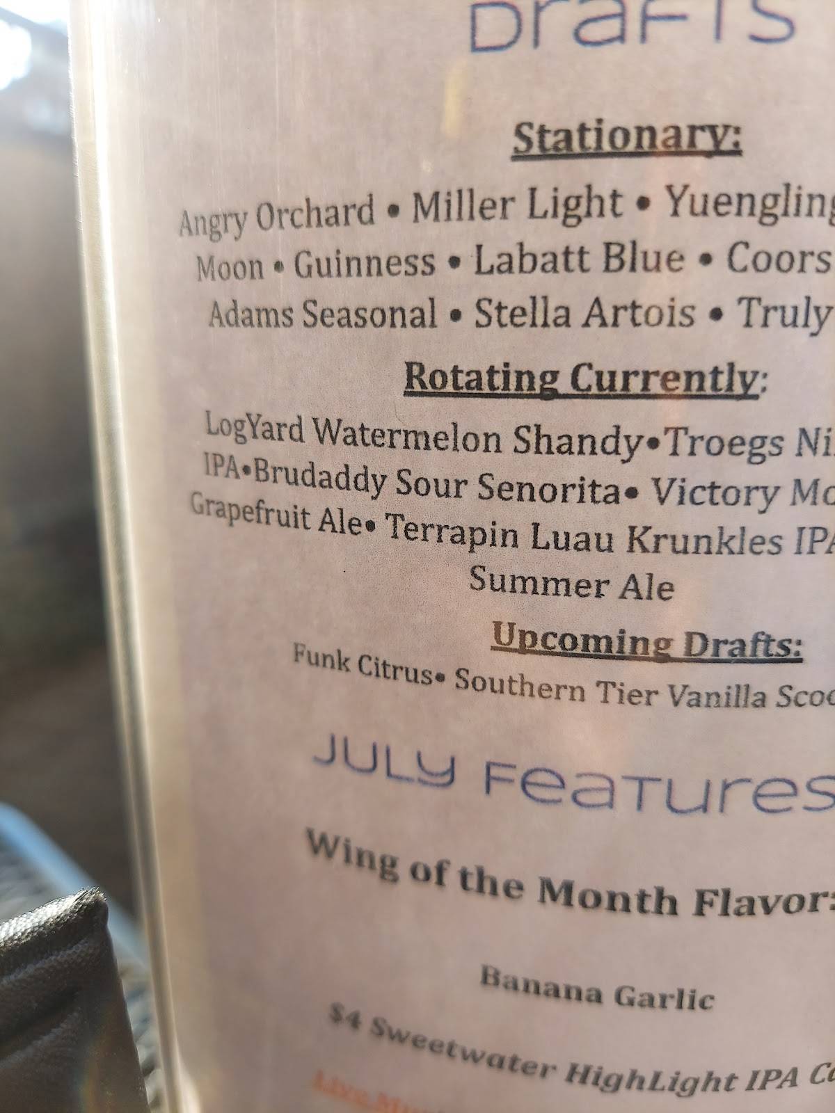 Menu at Hops Fogelsville Hotel pub & bar, Fogelsville