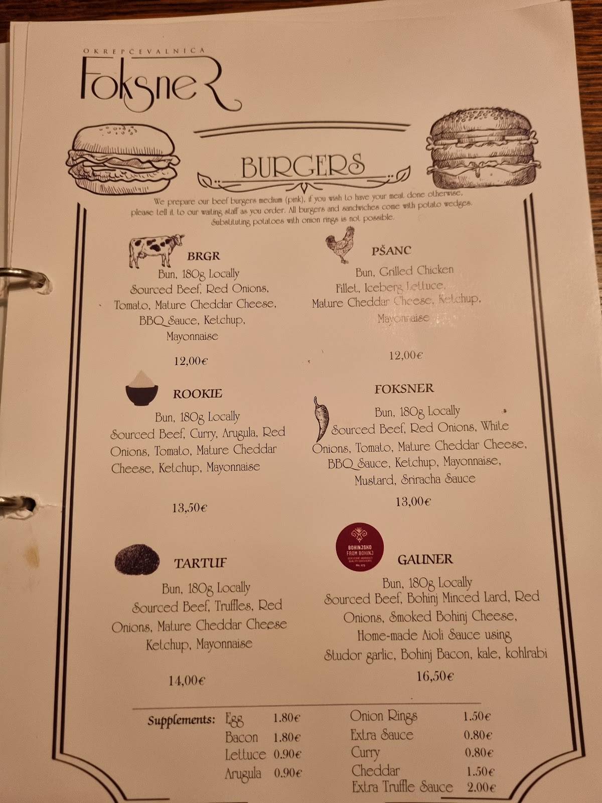 Menu di Foksner 