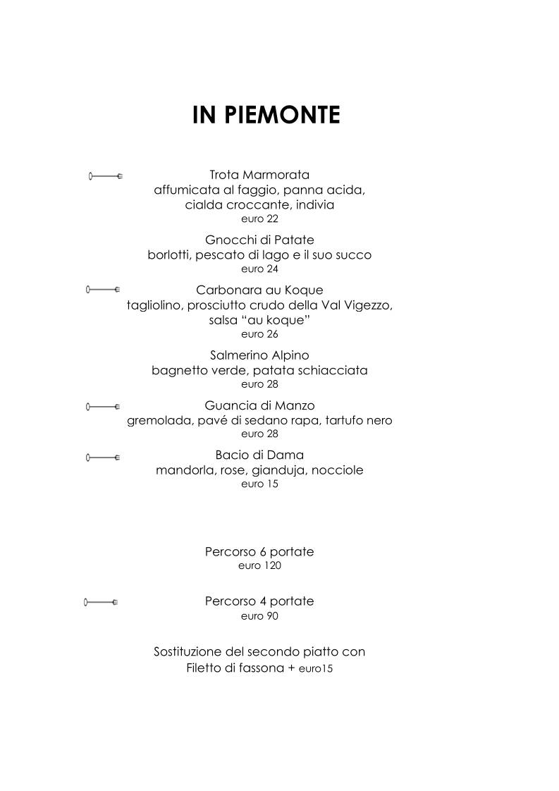 Menu di Ristorante Piccolo Lago 