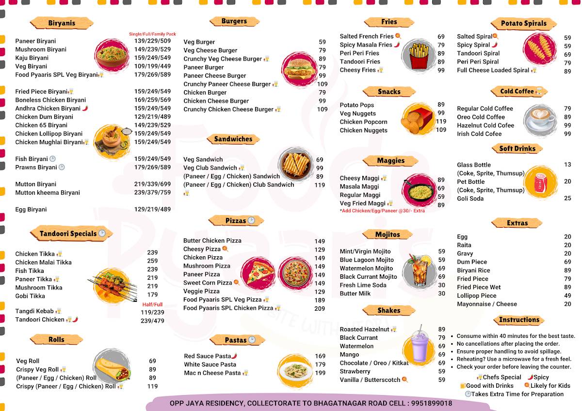 Food Pyaaris menu