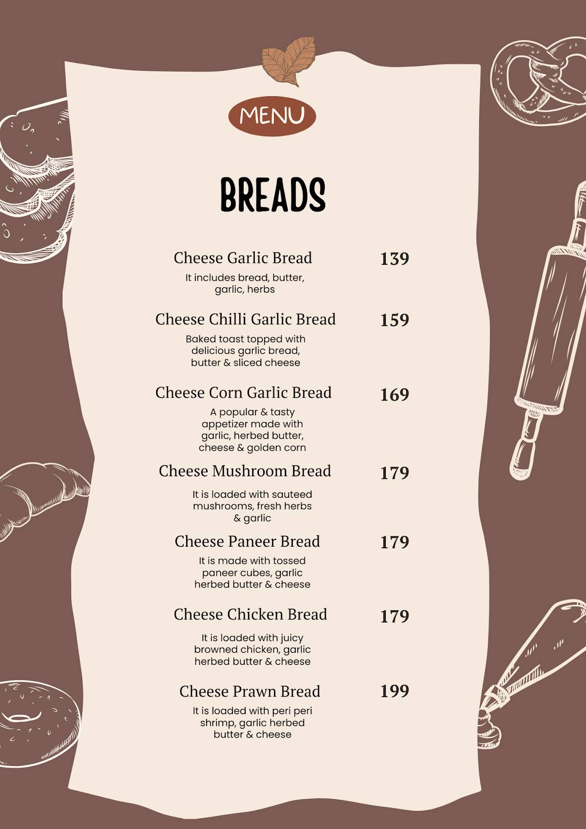 Foodcostas menu