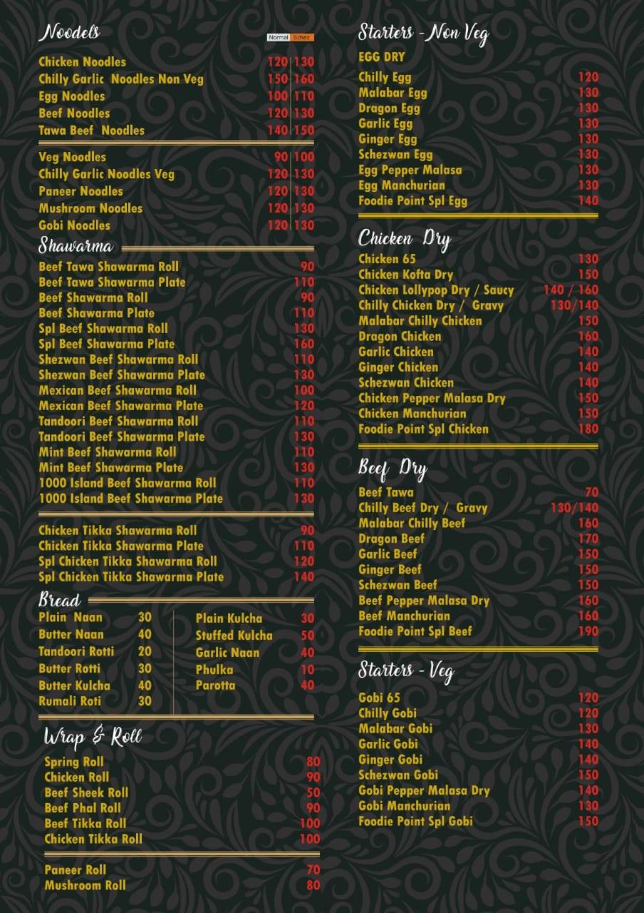 Foodie Point Restaurant menu