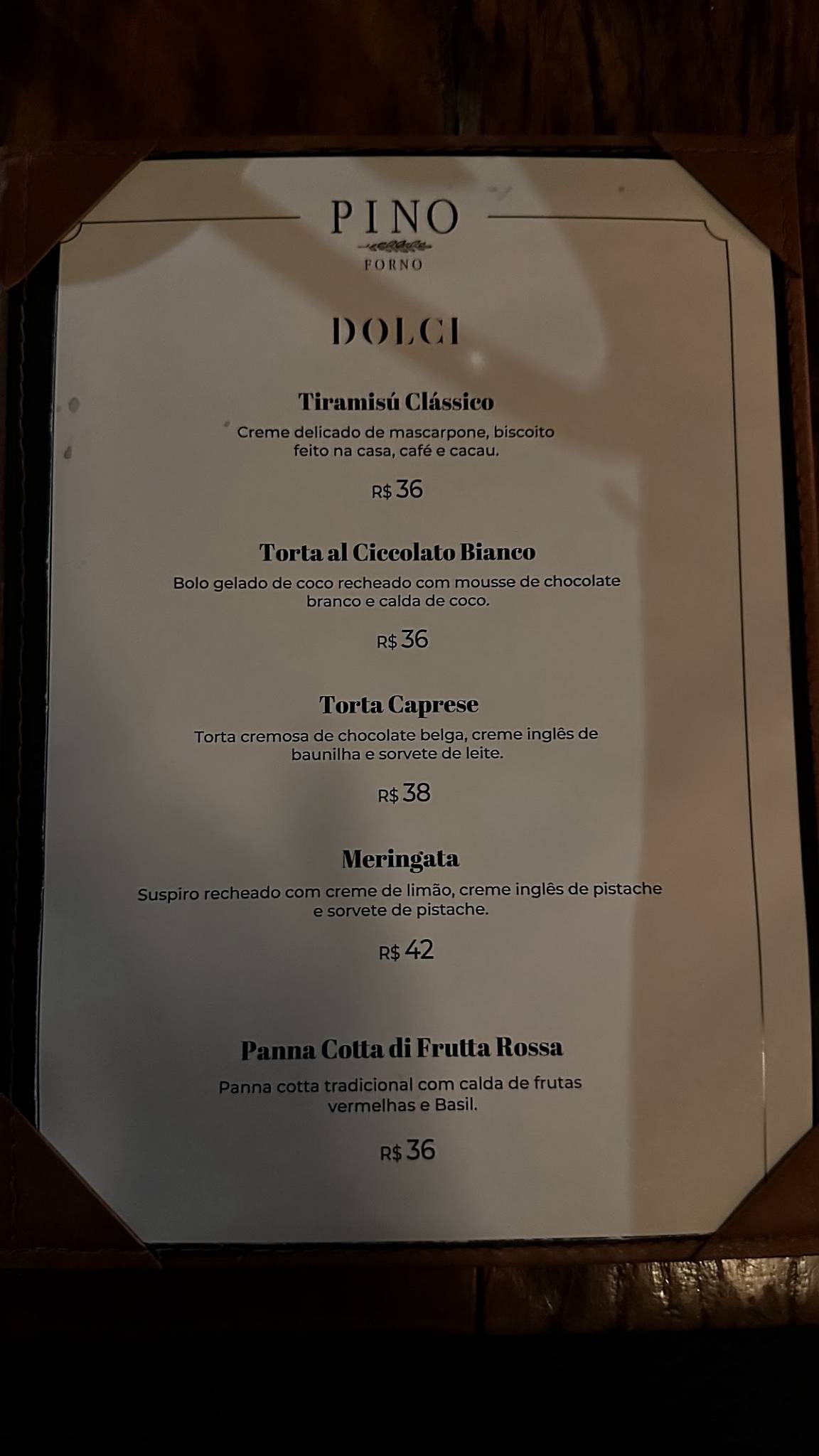 Forno da Pino - Itaim cardápio