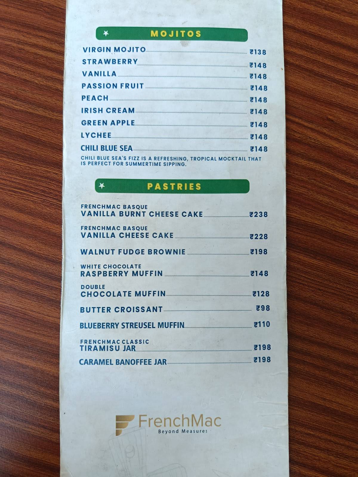 FrenchMaké Caffé menu