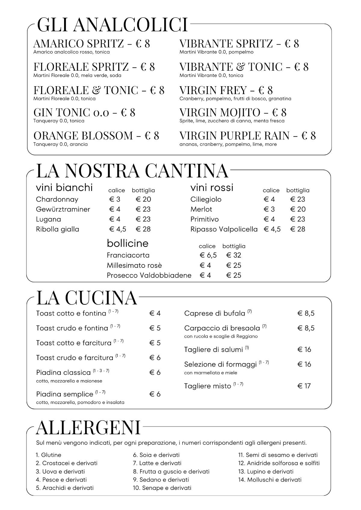 Menu di Frey Bar 