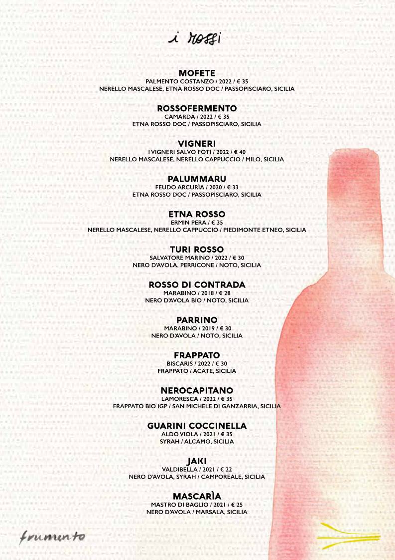 Menu di Frumento Pizzeria Acireale 