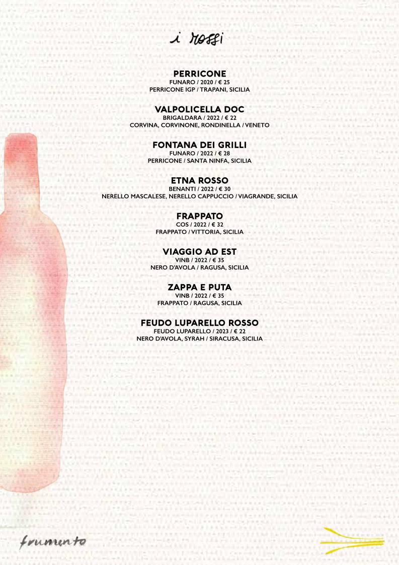 Menu di Frumento Pizzeria Acireale 