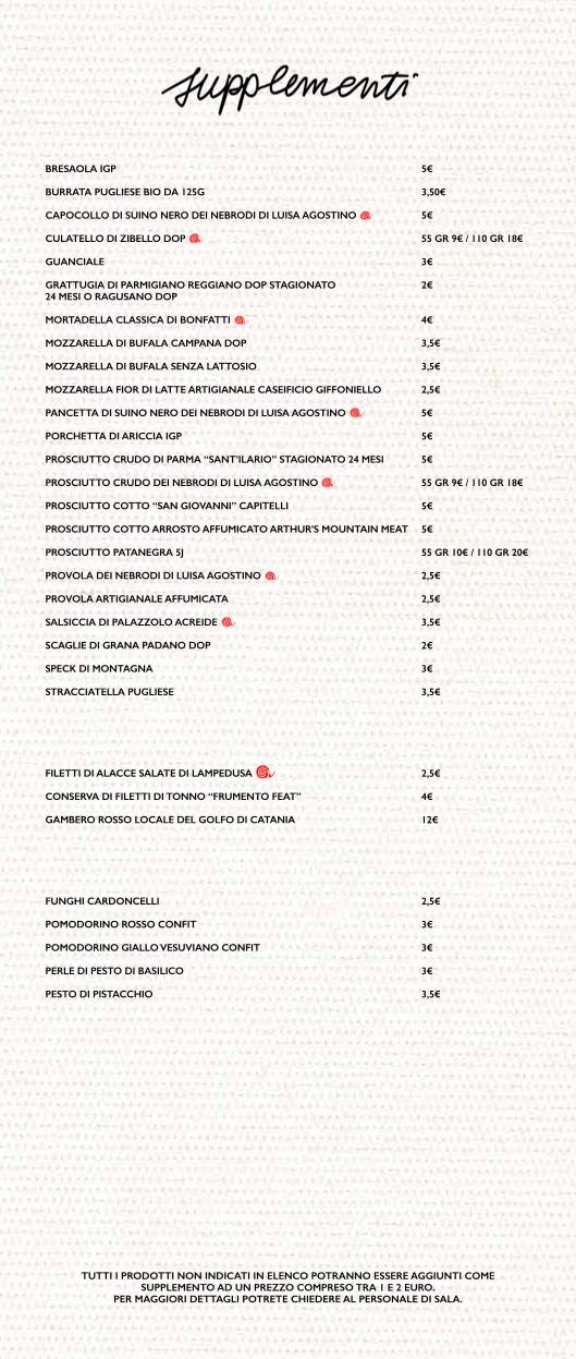 Menu di Frumento Pizzeria Acireale 