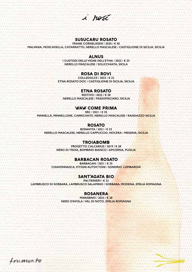 Menu di Frumento Pizzeria Acireale 