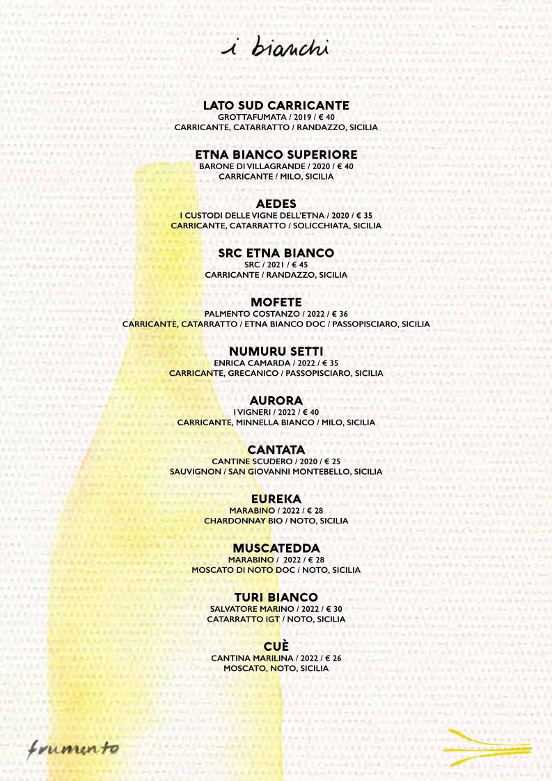 Menu di Frumento Pizzeria Acireale 
