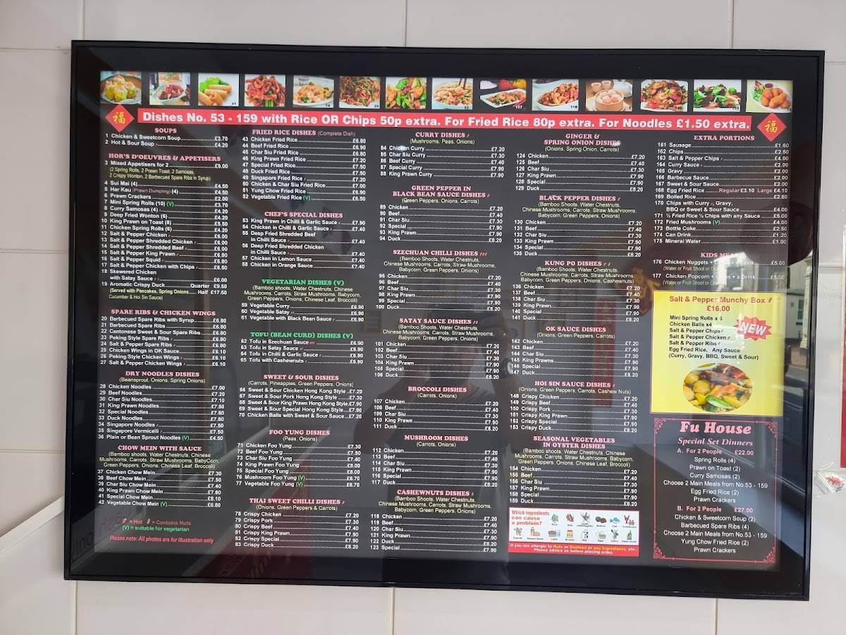 Menu at Fu House fast food, Holywell, 12 High St