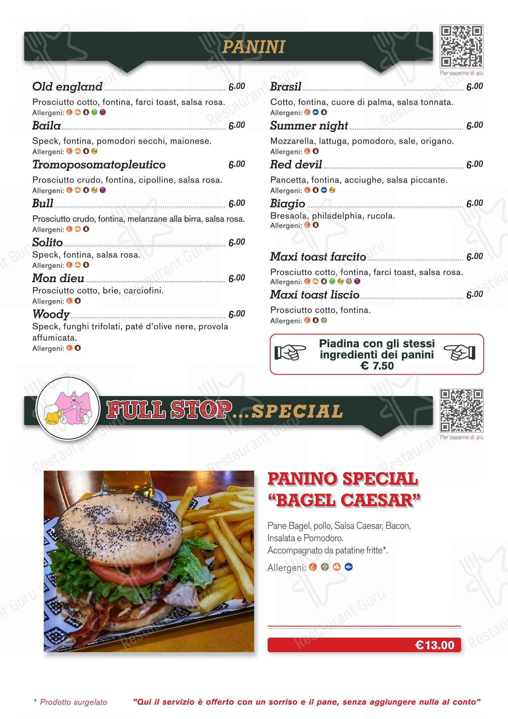 Ristorante Full Stop in Morazzone - Menu