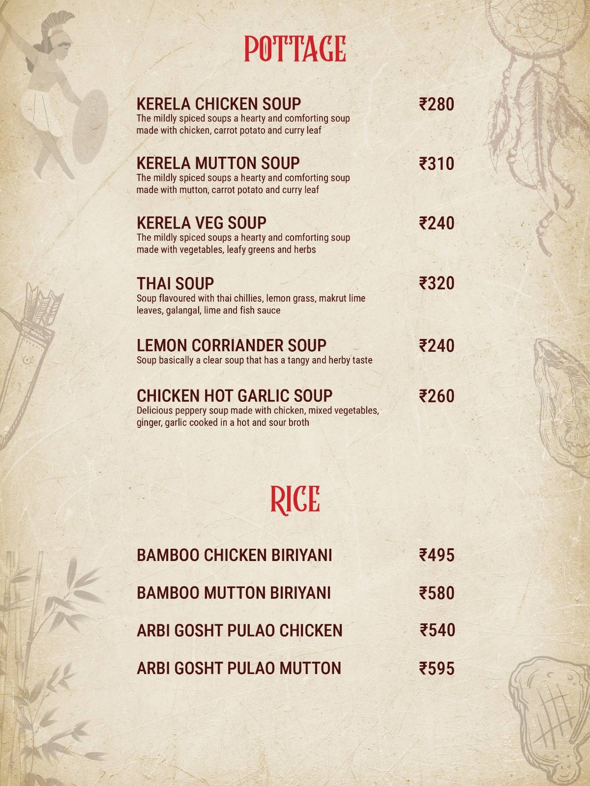 Fusion Fantasea menu