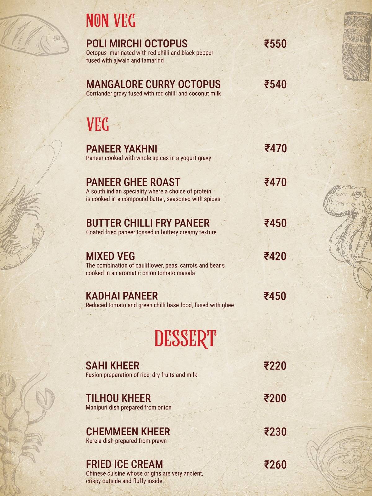 Fusion Fantasea menu