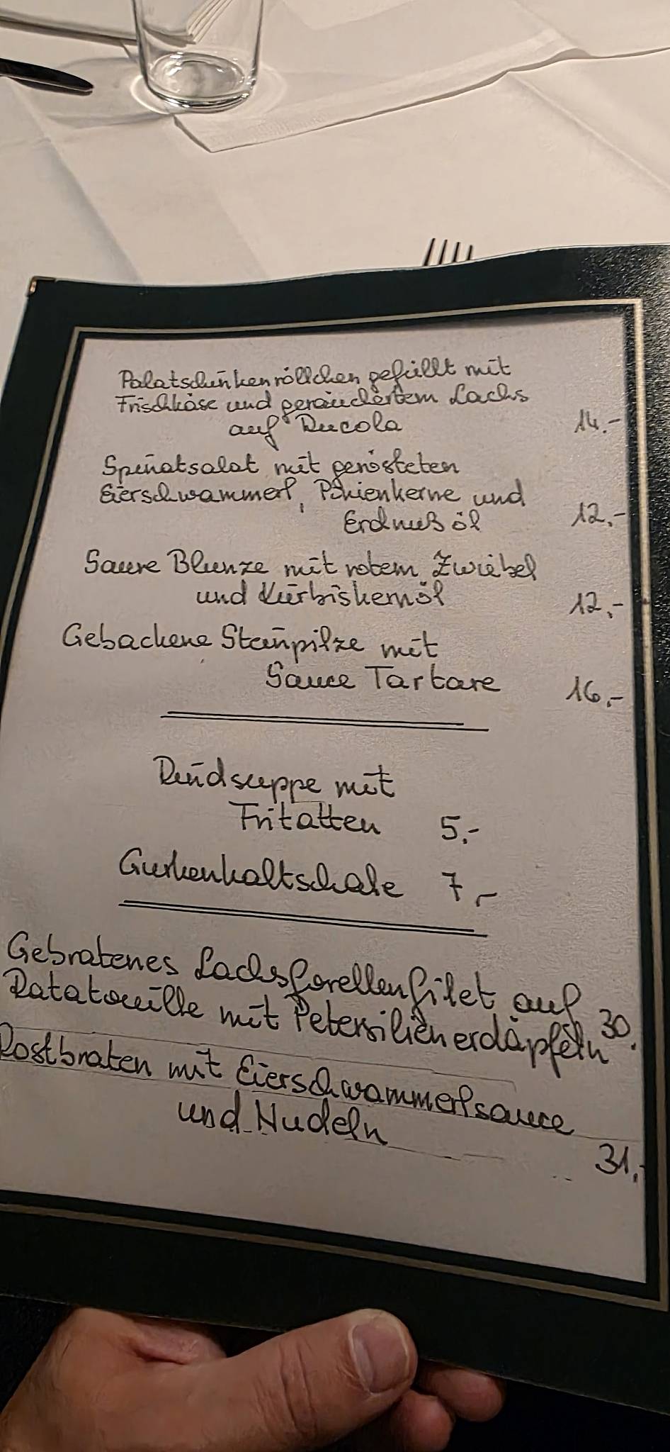 Menu de Gasthaus Grünauer