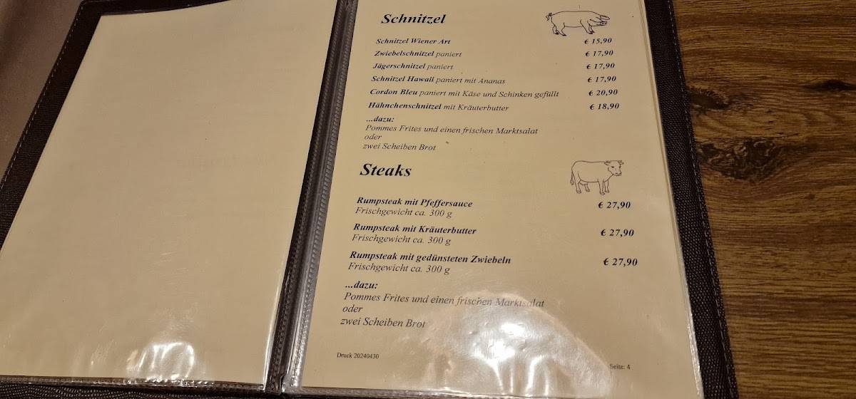 Menu de Gaststätte "Bei Uns"