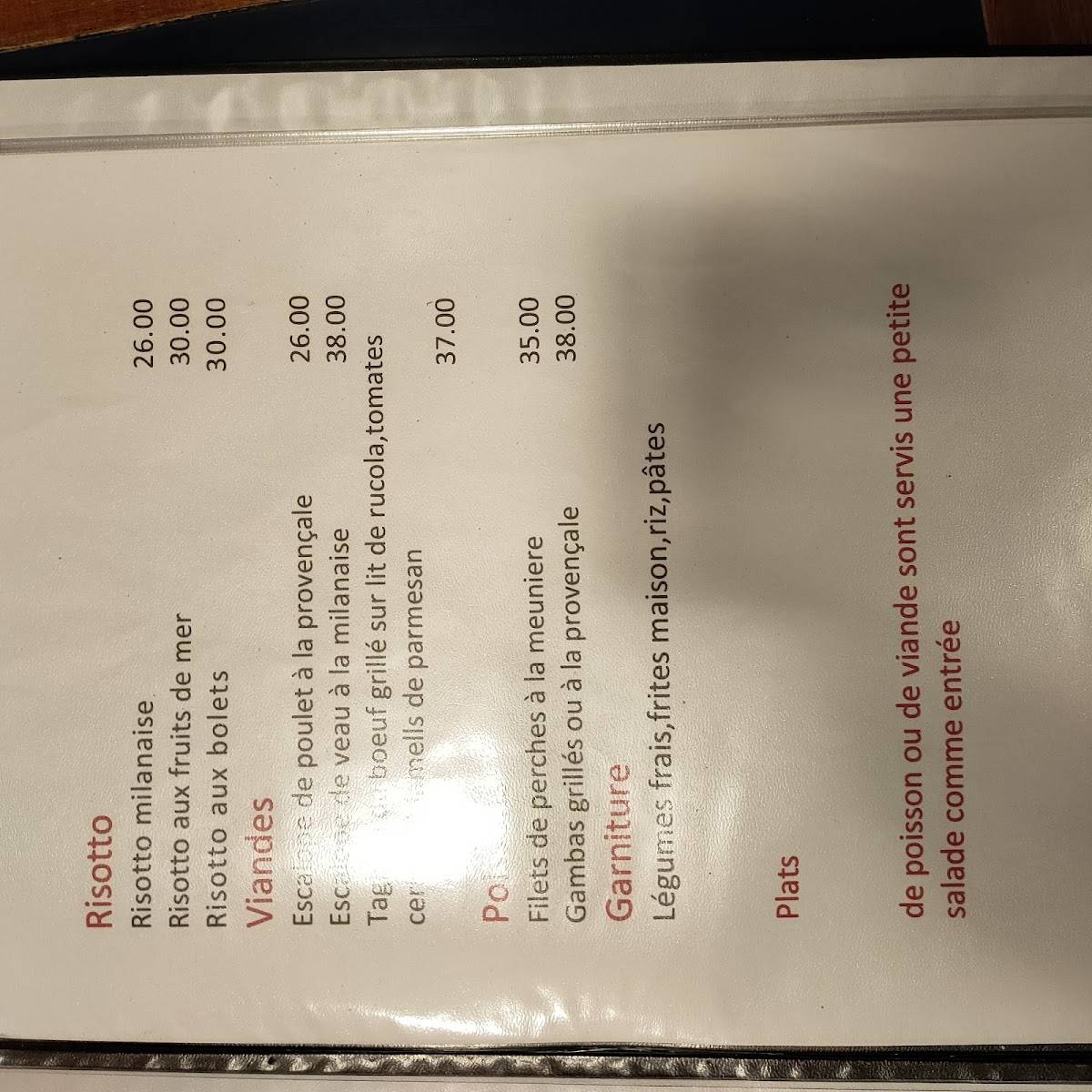 Menu di Chez Renato 
