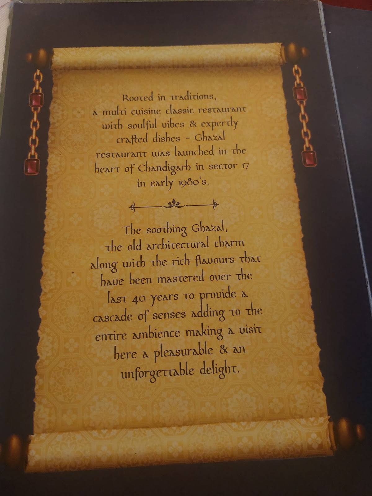 Ghazal Restaurant menu