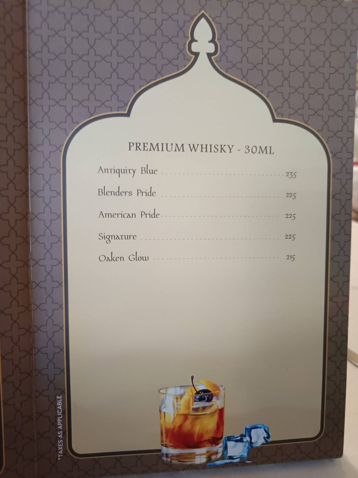 Ghazal Restaurant menu
