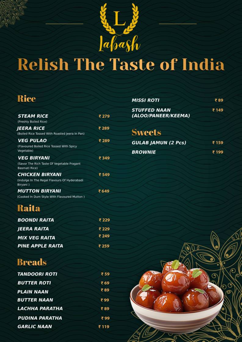 LaBash- Dine-in Restaurant,Terrace, Restro & Lounge , Party Place menu