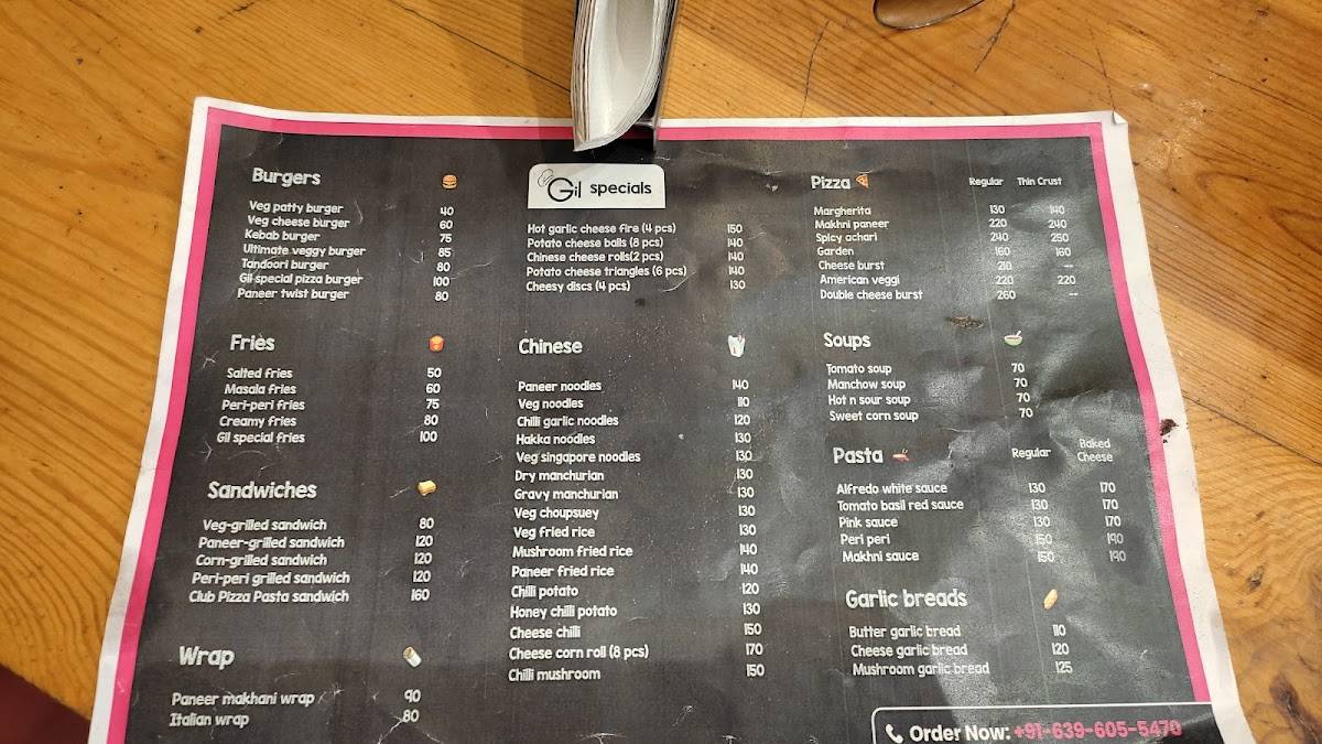 Gil Bakers menu