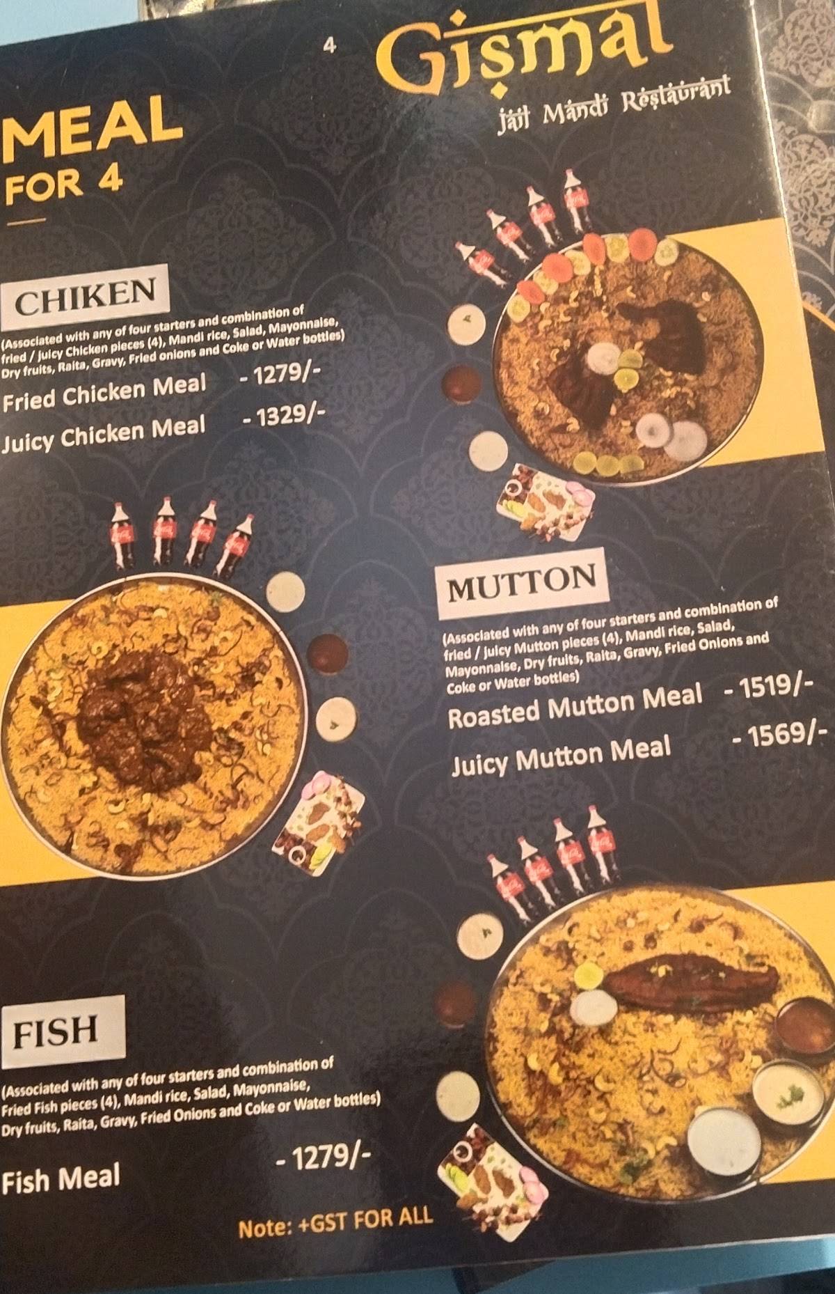 Gismat Arabic Restaurent Lakshimpuram menu