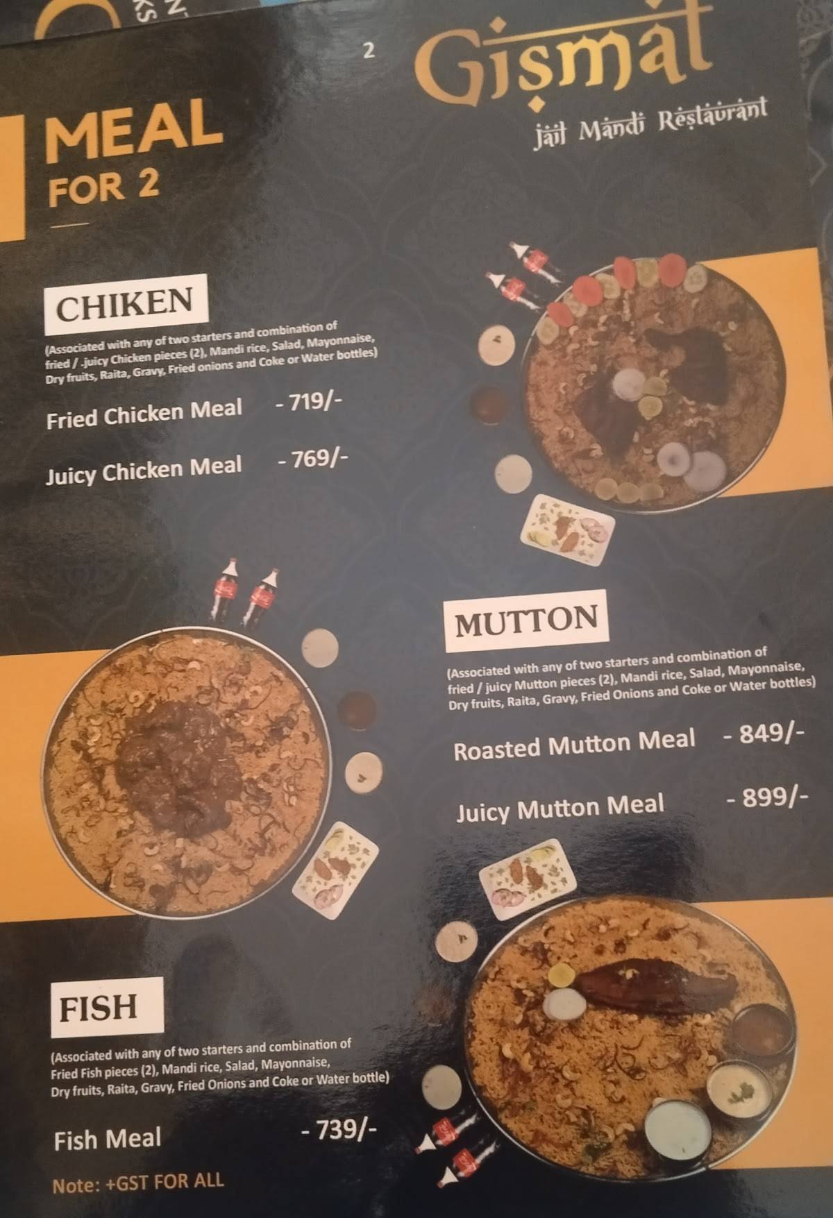 Gismat Arabic Restaurent Lakshimpuram menu