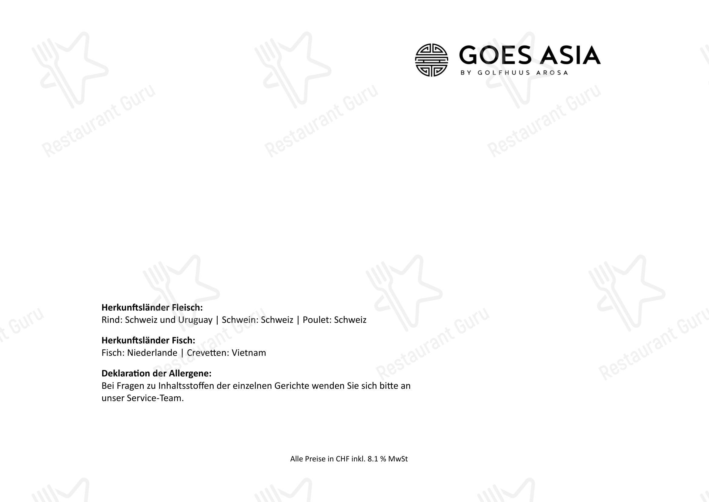 Menu di Golfhuus goes Asia - Menu
