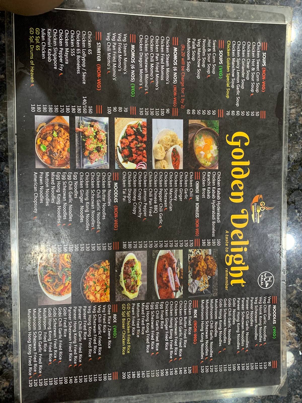 Golden Delight Fast Food Restaurant menu