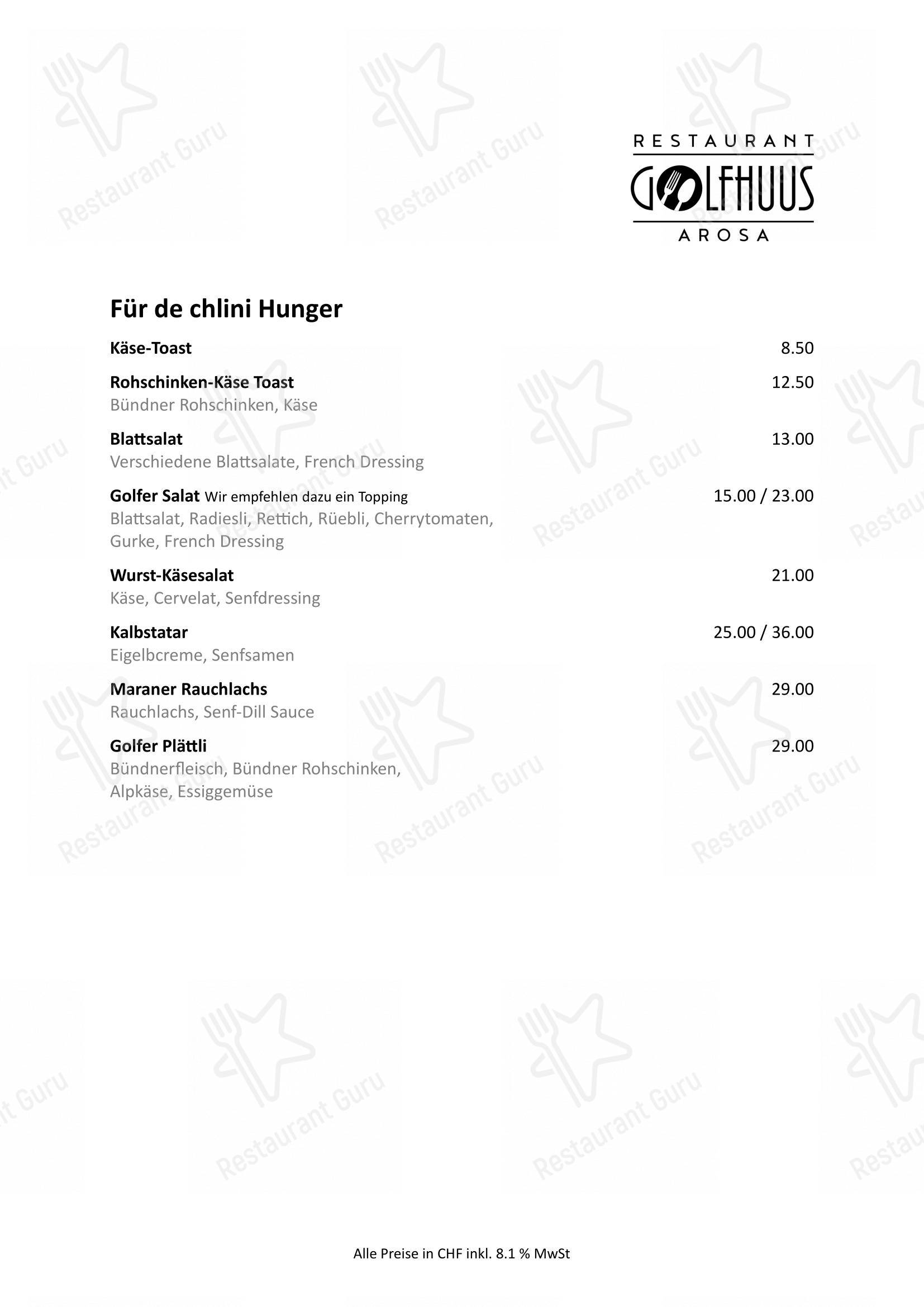Golfhuus goes Asia in Arosa - Menu bar