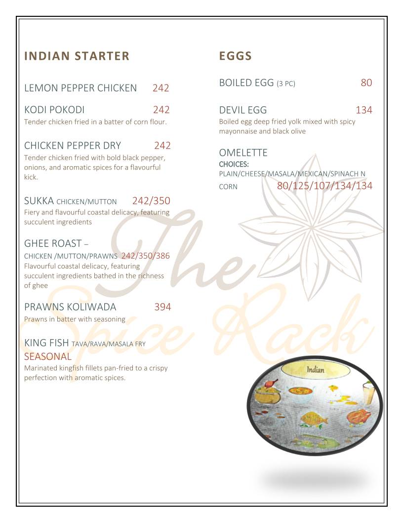 The Spice Rack menu