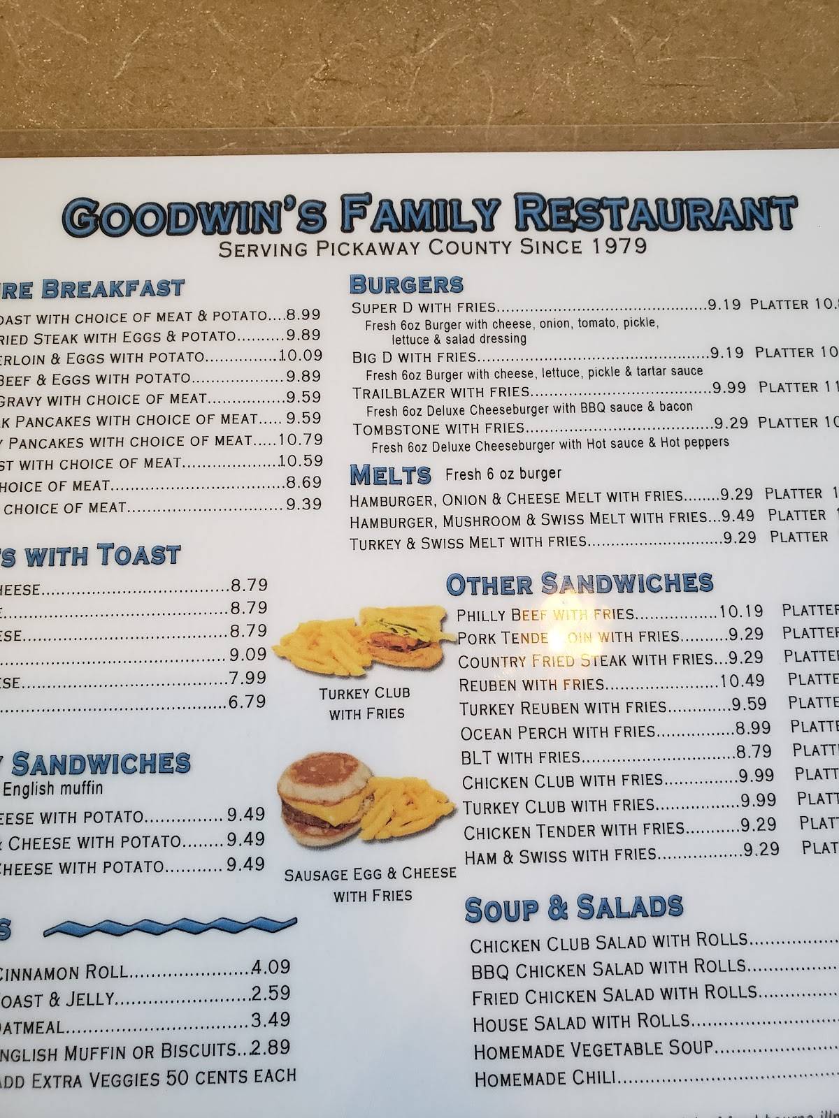 Menu at Goodwin's Family Restaurant, Circleville