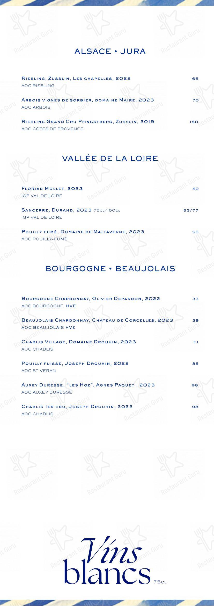 Menu pour Grand Café des Fleurs - Menu