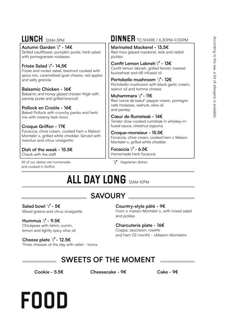 Menu de Griffon