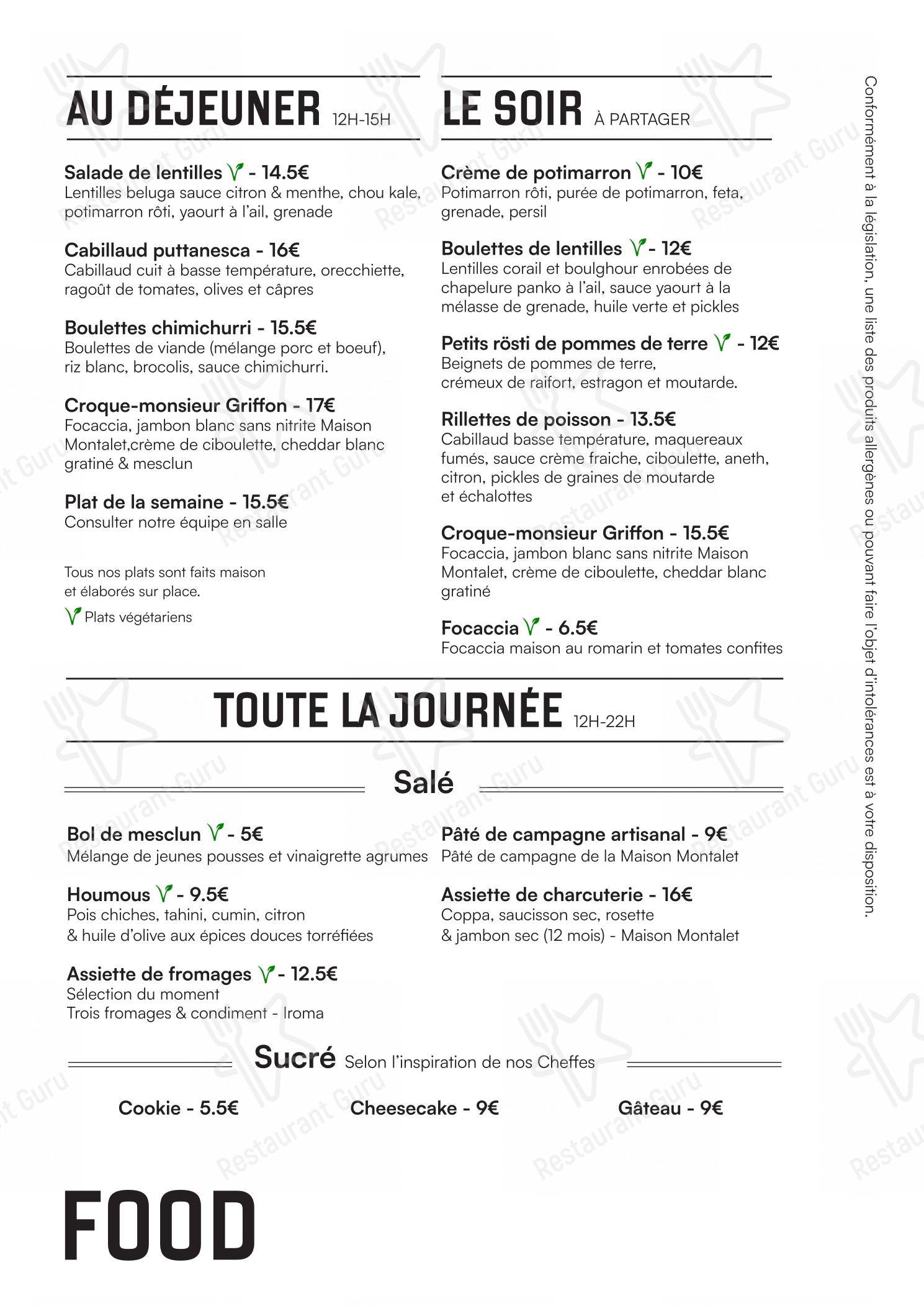 Menu pour Griffon - Menu