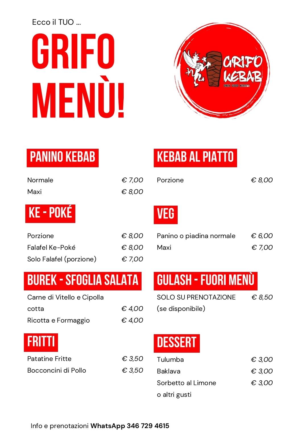 Menu di Grifo Kebab 