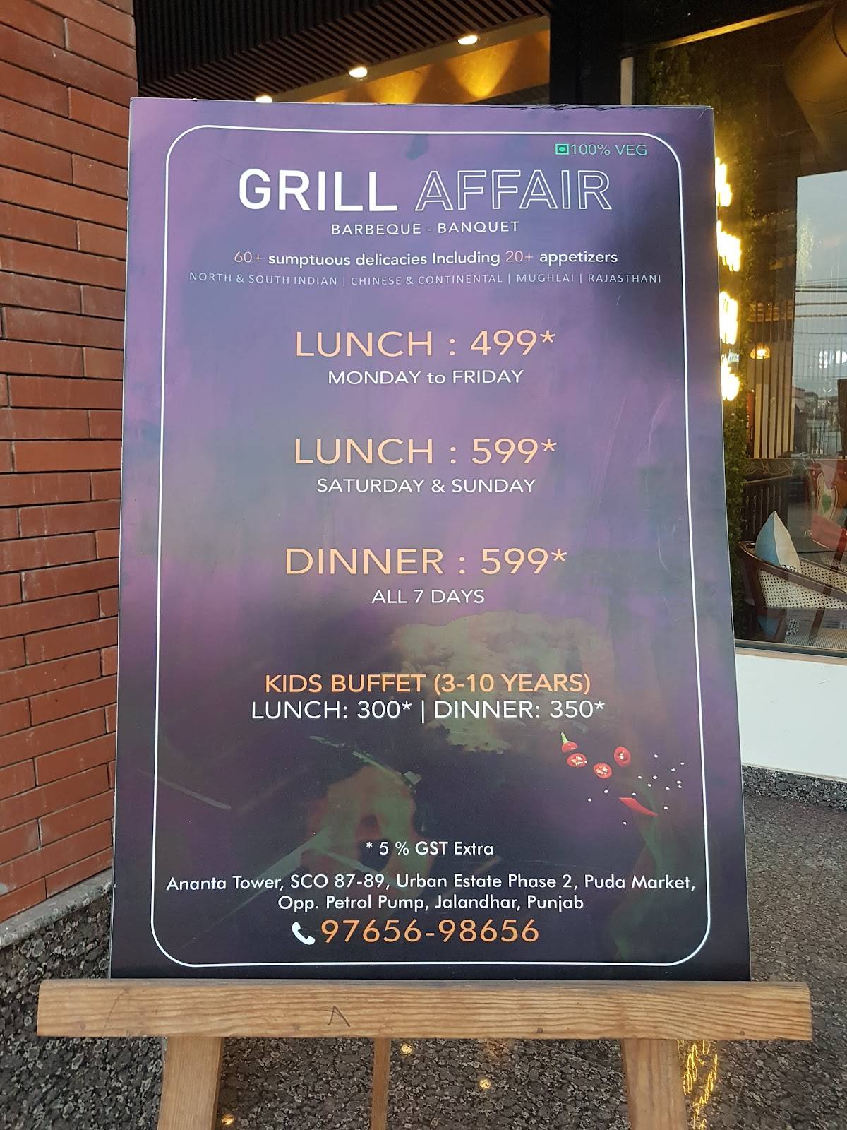 Menu at Grill Affair, Jalandhar, PUDA Market