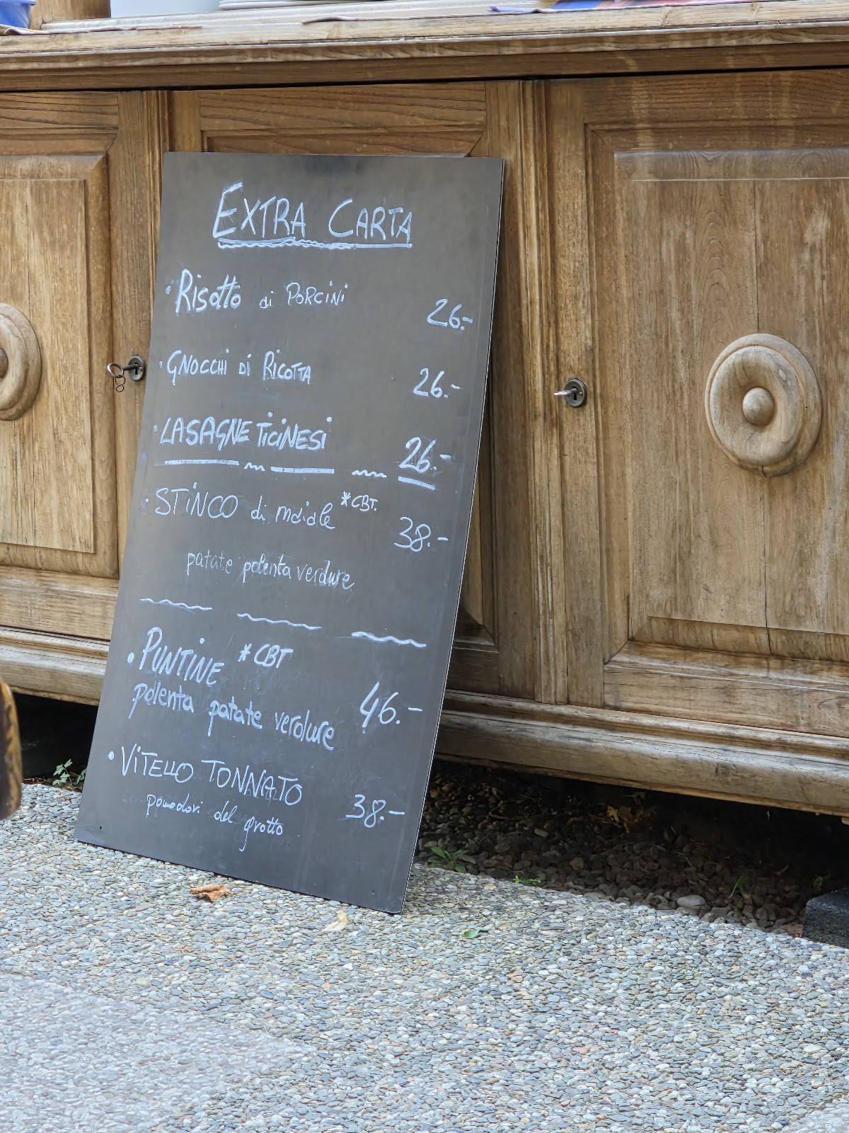 Menu di Grotto Castagneto 