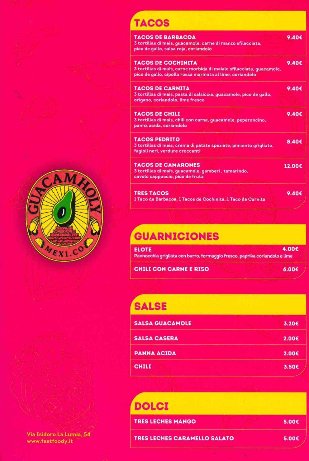 Menu di Guacamholy 