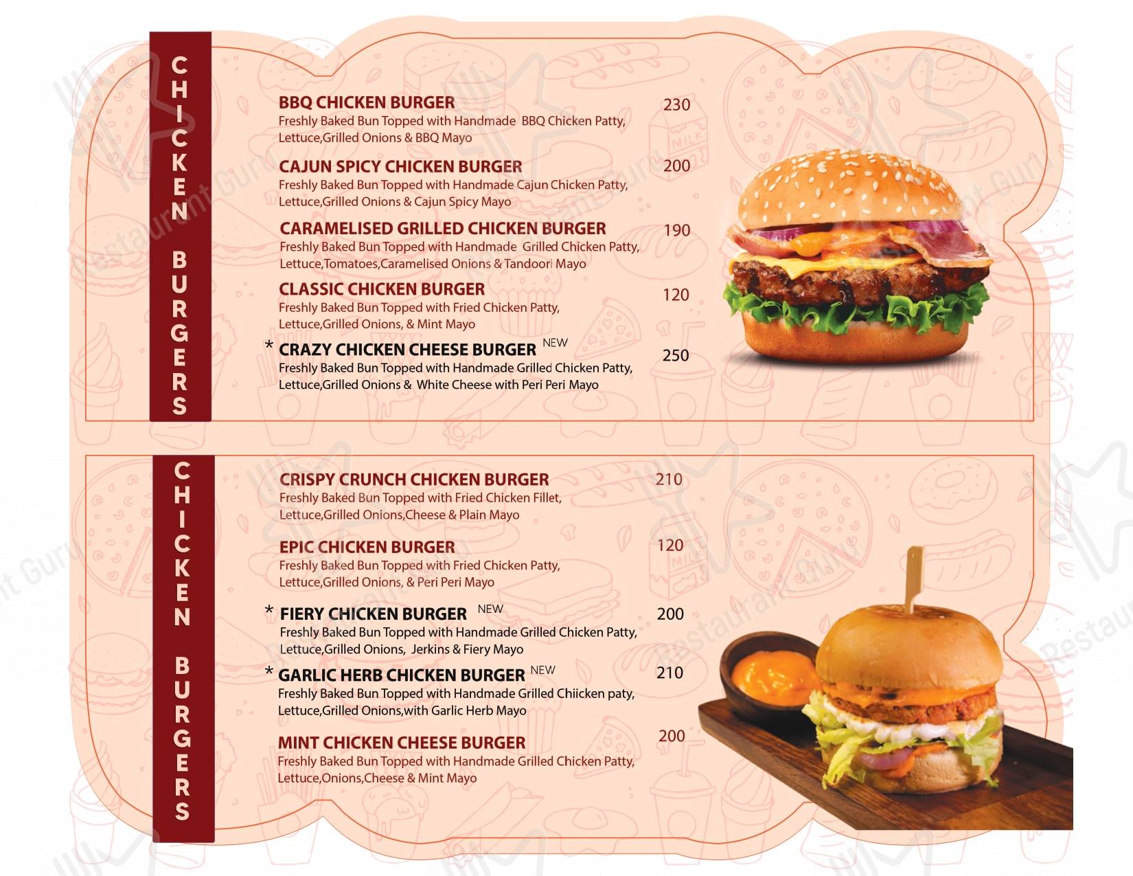 Boss of Burgers (BOB) menu