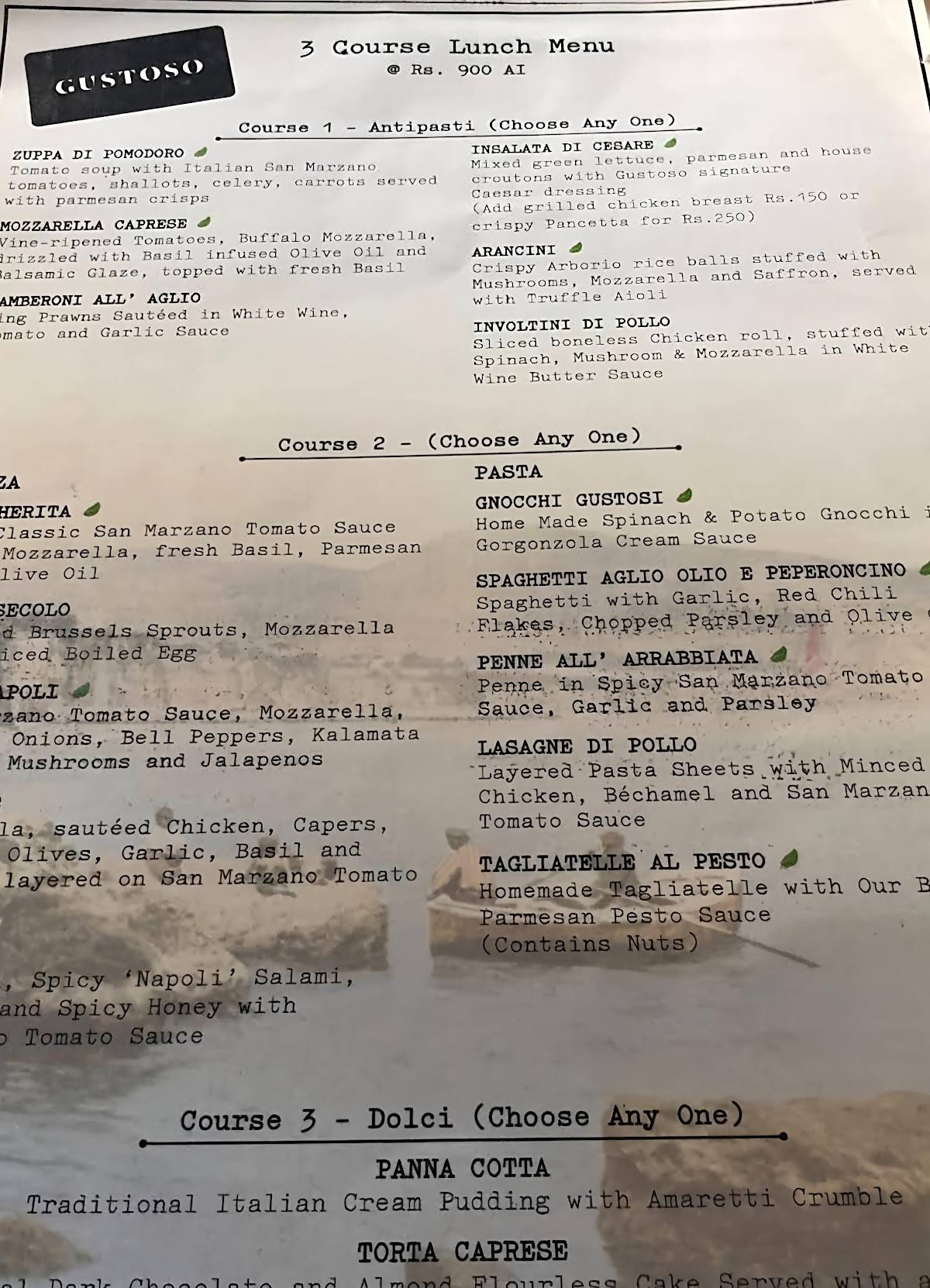 Gustoso menu