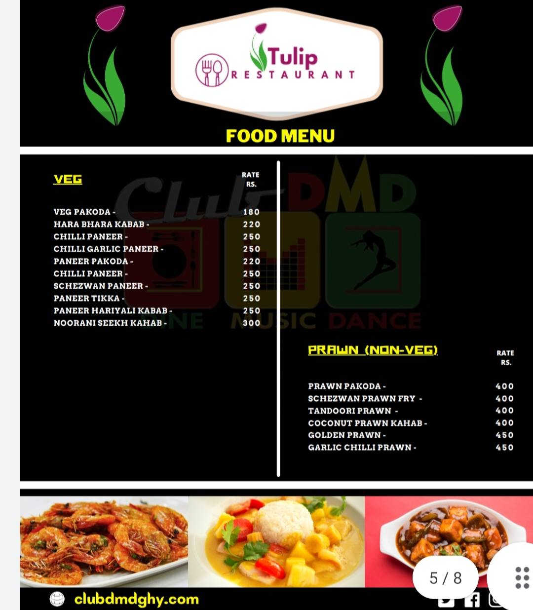 Tulip Restaurant(Club DMD) menu