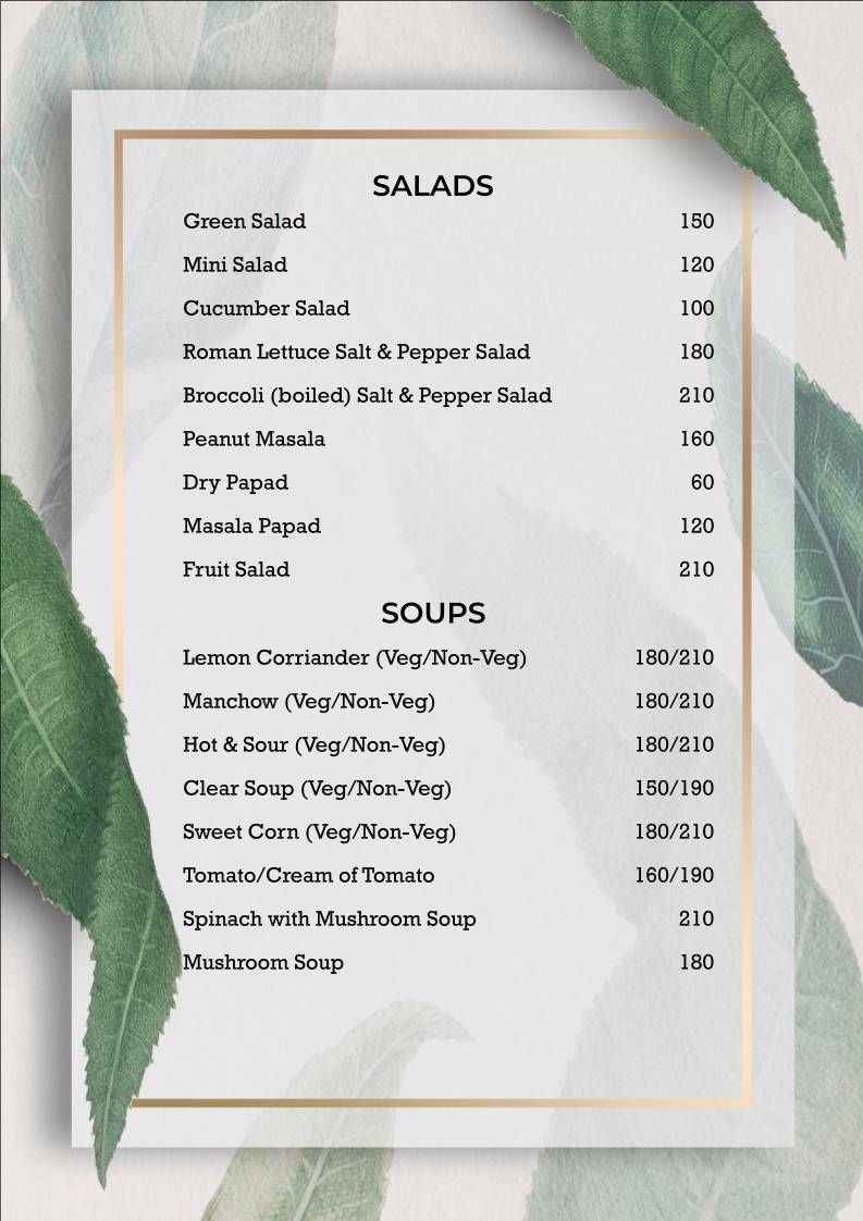 H cube cafe and Restaurant menu