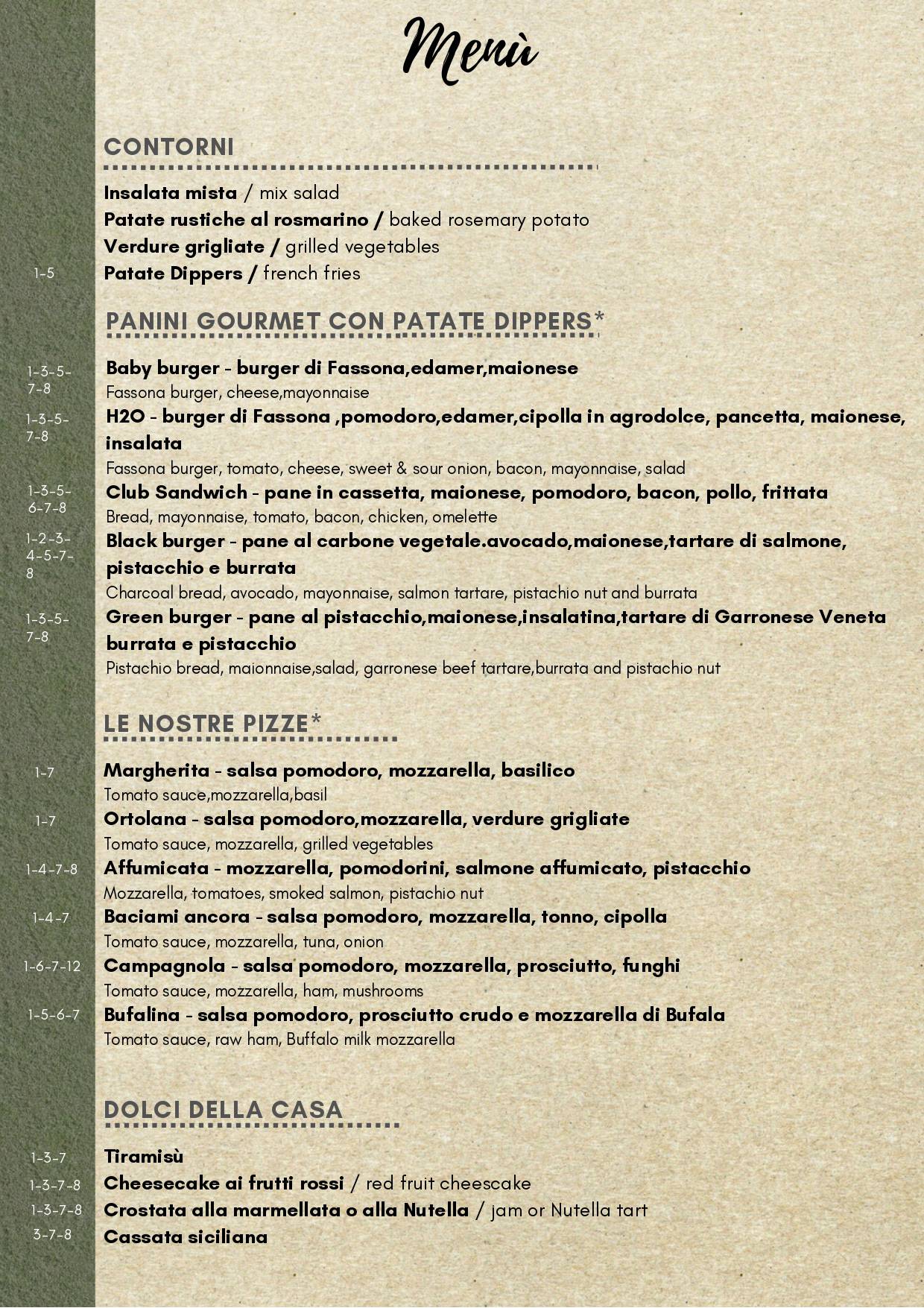 Menu di H2O Accadueocafè 