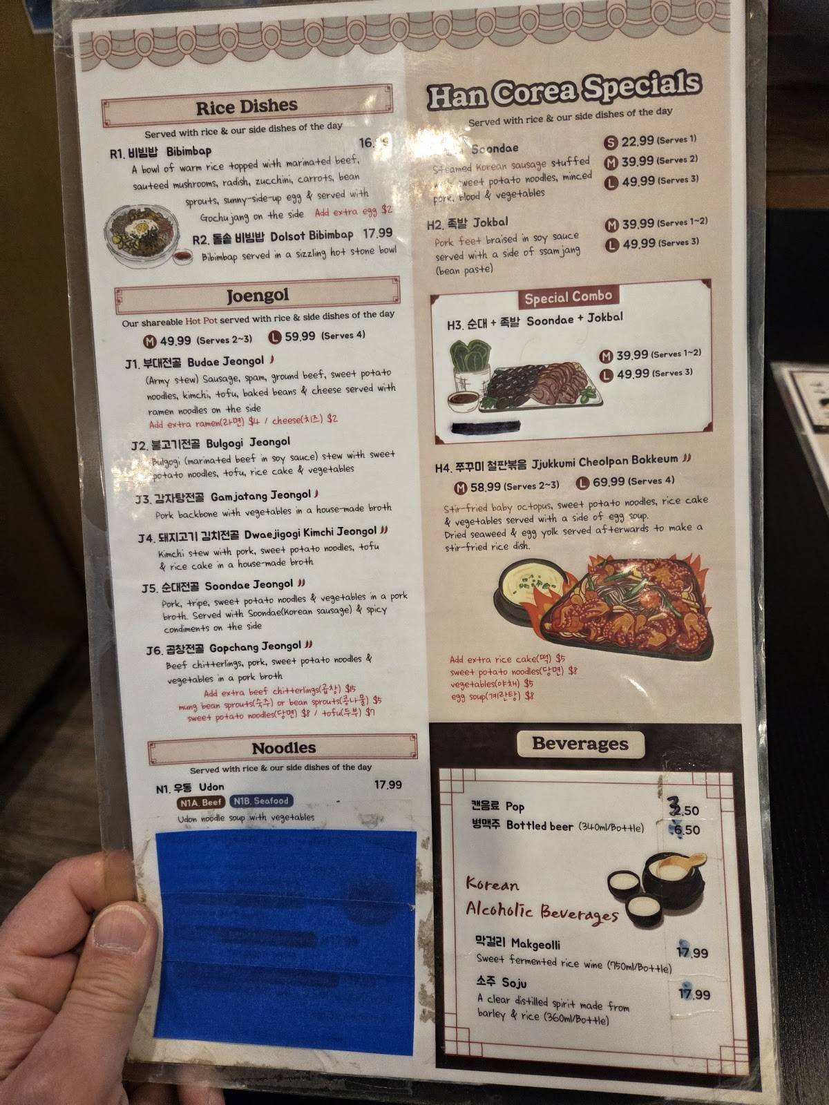 Menu de HAN COREA